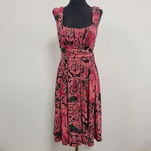 Maggy London Pink and Black Floral Dress